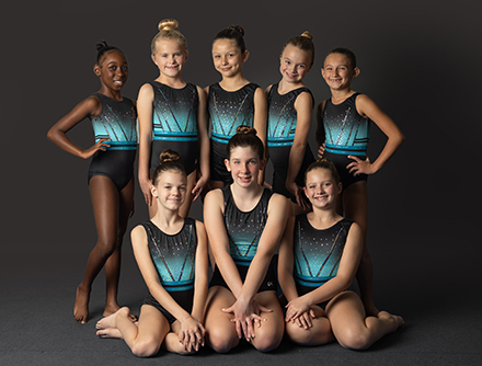 2020 girls xcel gymnastics team photo